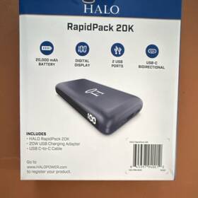 Hal-pbk-0028 Halo Rapidpack 20k Power Bank 20 000mah Digital Display Usb Usb-c