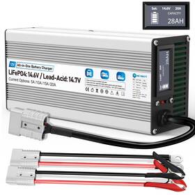 Hexwatt 971712566921 12v Lifepo4 And Agm All In One Charger Lcd Display 5a-20a Adjustable Current 1