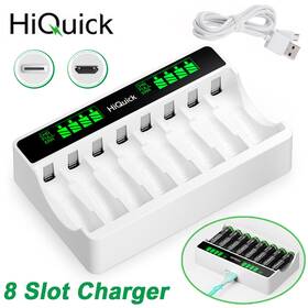 4592868898 Hiquick Ebl 8-slots Lcd Rapid Charger For Aa Aaa Nimh Nicd Multi Rechargeable Battery Us