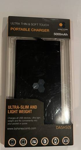 Dash50s Honeycomb Ultra Thin Portable Charger 5000mah Black Usb Micro