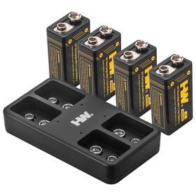 Cx02 Hw 9v Rechargeable Lithium Batteries With Charger 4 Pack 1000 Cycles High Pe