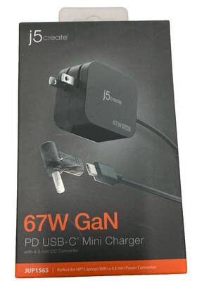 J5create J5 Create Jup1565 67w Gan Pd Usb-c Mini Charger New #5886