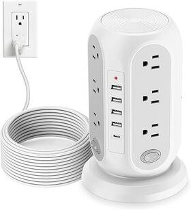 Zhc403 Jaspertronics Power Strip Tower Surge Protector With 12 Outlets And 5 Usb Ports