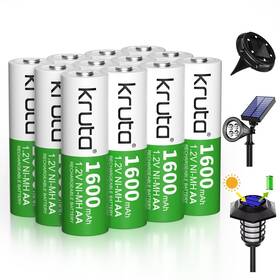 Aa1600 Kruta Rechargeable Aa Batteries 12-pack1.2v Ni-mh 1600mah High Capacity Doubl