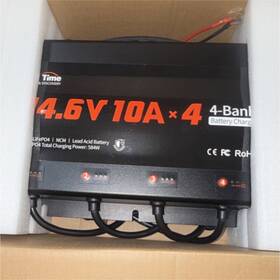 L12v10a-bcha-4bank-wp-y Li Time 14.6v 10a 4-bank Battery Charger For Lifepo4 Ncm Lead Acid