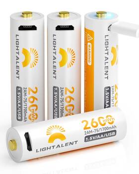 2600mwh Lightalent 2am-75 Rechargeable Aa Batteries High Capacity 1.5v Lithium Wi