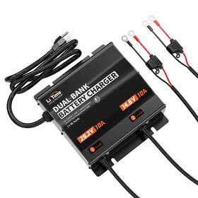 Litime 702571565932 12v/24v 10a Dual Bank Battery Charger For Lifepo4 Lead Acid-refurbished