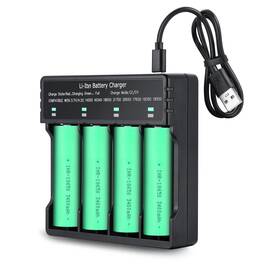 Luseyohxs 618202059506 4 Pack 3.7 Volt 18650 Battery Button Type Rechargeable And 4-slot