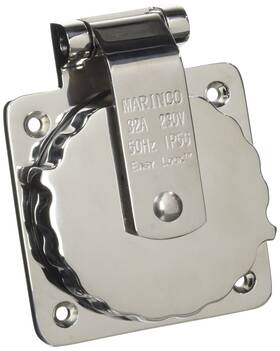 6371elx Marinco Inlet 32a 230v Stainless Steel No Enclosure Grey