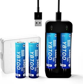 3.7vo Mid 445016277245 Universal 18650 Rechargeable Flat Top Battery Charger Set 4 Pack 3400 Mah