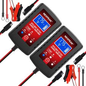 Nexpeak 726084460393 2-pack Smart Fully Automatic 6v 12v Battery Charger Maintainer For Car Marine