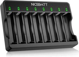 Nicebatt 445012571545 Smart 8 Bay Aa Aaa Battery Charger Independent Slot Usb Type-c Fast Charging F