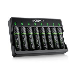 Nb-8c-8aa Nicebatt Rechargeable Aa Batteries With Charger 2800mah High Capacity Low Self Discha