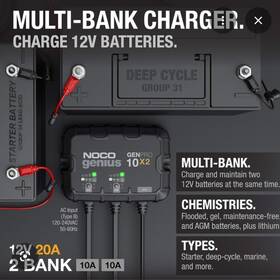 2-bank Noco 210000619426 Genius2x2 4a Smart Battery Charger 2a/bank - 6v/12v Automatic
