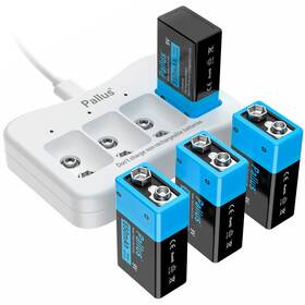 K007-41 Pallus 9v Rechargeable Batteries 4-pack 850mah 9 Volt Li-ion With