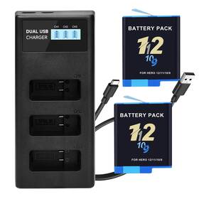 Palogreen 12/11/10/9 For Hero Battery 2-pack 2000mah And Triple Slot Usb Fast Charger F