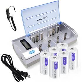 Palogreen 755569619520 6 Pack C Rechargeble Batteries 1.2v 4000mah Nimh With Universal Lcd Battery