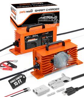 Pw13-117 Parts World Usa Lithiumlogic 12v 50a Lifepo4 Charger With Sb50 Anderson Plug And Accessory Wires