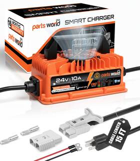 Pw13-124 Parts World Usa Lithiumlogic 24v 10a Lifepo4 Charger With Sb50 Anderson Plug And Accessory Wires