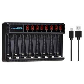 Powertrust 738635141576 8 Bay Aa Aaa Battery Charger With Lcd Display For Ni-mh Ni-cd Recharge
