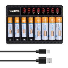 Wrgjcdd-673 Powertrust Rechargeable Aa Batteries And Aaa 4 Pack With 8 Bay Batter