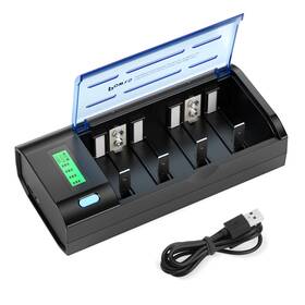 Powxs 763769792264 Lcd Aa Aaa C D Cell 9v Rechargeable Battery Charger With 2 Ports
