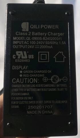 Ql-09005-b2402000fi Qili Power 250201707 Class 2 Battery Charger Model