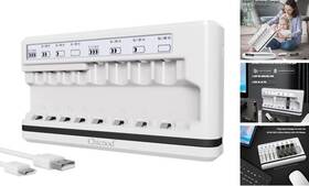 Rm-96 Qinuo Dianzishangwu Shenzhen Youxiangongsi 8 Bay Battery Charger For Aa Aaa Lithium And Ni-mh Batteries With Usb-c Cable