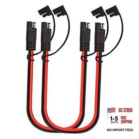 Qishing 768459800830 1ft 10awg Sae Extension Cable For Solar Rv Automotive With Two Prong Connectors