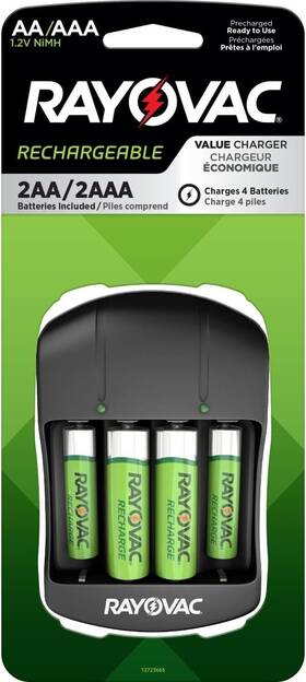 Ps135 Rayovac 012800530441 Rechargeable Battery Charger With 2aa / 2aaa Batteries Charges Up To 4