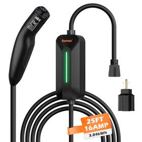 Rm-ev-p010 Romaa Level 1 Ev Charger For Tesla 16 Amp 240v Nema 6-20 Plug 25 Ft Model 3 Y S X