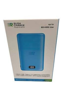 Rb100 Rush Charge 850018292351 10 000 Mah Power Bank With Cables Sky Blue