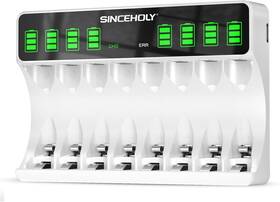 C708y4we Sinceholy 8 Bay Lcd Smart Aa Aaa Battery Charger Usb High-speed Charging Independent Slo