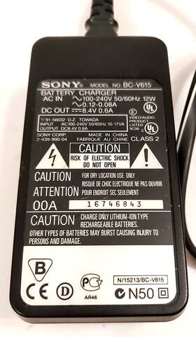 16746843 Sony Genuine Battery Lithium Ion Only Charger Bc-v615 / Wall Plug