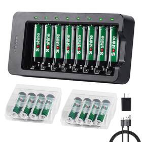 Soshine 754418965740 Aa Aaa Battery Charger With 16-pack Rechargeable Batteries 8 2500mah And