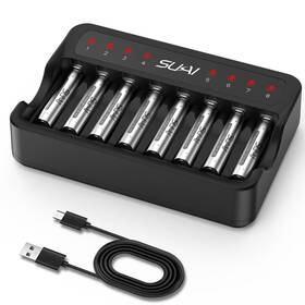 Sukai 717206418217 Rechargeable Aaa Batteries With Charger 8 Count 1100mah High Capacity And Lo