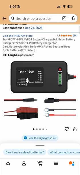 B0cjqwjck2 Tankpow 14.6v Lifepo4 Battery Charger 4a Lithium Chargers 12v Smart
