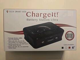 Tech Smart Usa 720524919595 New Charge It Battery Station Ultra Black Recharge Aaa Aa C D 9v