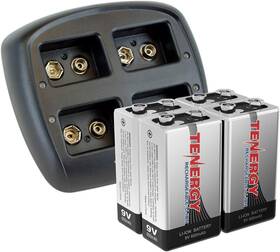 Tn294 Tenergy 844949030151 4-bay 9v Li-ion Battery Charger 4 Pack 9vs Black