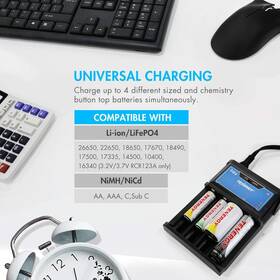 96081 Tenergy T4s 4-bay Universal Charger 4pcs Li-ion Rechargeable Batteries