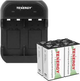Tn141 Tenergy Fba 90260 2 Bay 9v Smart Charger With 4 Pcs Centura Low White