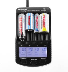 Tn456 Tenergy Intelligent Universal Battery Charger With 4 Slots Lcd Black