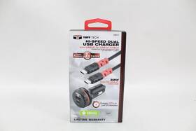 24611 Tuff Tech Hi Speed Dual Usb Charger With Usb-c To Cable -