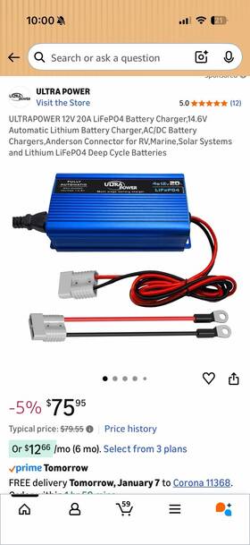 Ep300-12f4 Ultra Power Ultrapower 12v 20a Lifepo4 Battery Charger 14.6v Automatic Lithium