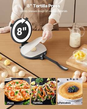 Vevor 197988154648 8 Inch Tortilla Press Chapati Maker Roti Dough Heavy Duty Cast Iron