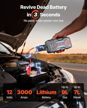3000a Vevor 197988359494 Car Jump Starter Peak 12v Portable Lithium Battery Booster