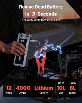 4000a Vevor 197988363743 Car Jump Starter Peak 12v Portable Lithium Battery Booster