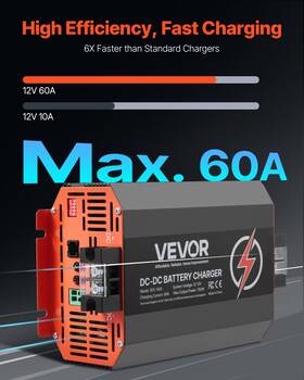 Vevor 197988674566 12v 60a Dc To Charger Battery 750w For Lead-acid And Lithium Agm Gel