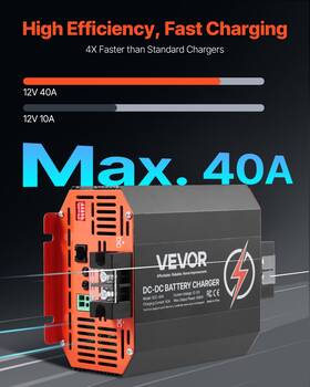 500w Vevor 197988676980 12v 40a Dc To Charger Battery For Lead-acid And Lithium Agm Gel