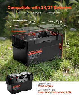 Vevor 197988882824 Battery Box Group 24/27 Smart 12v/24v/36v For Trolling Motor